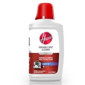 "Solución limpia manchas portátil Hoover Oxy, champú para limpieza de alfombras, 32 fl oz, blanco, AH31711"