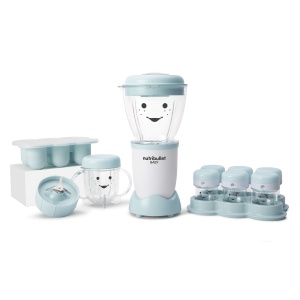 "Procesador de Alimentos NutriBullet NBY-50100 para Bebés - Completo y Práctico, 32-Oz, Blanco, Azul, Transparente"