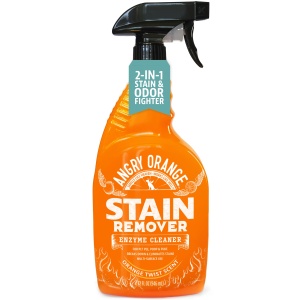Limpiador de manchas Angry Orange - 32oz para mascotas - Eliminador de orina de perros y gatos - Solución de limpieza en spray de cítricos - Utensilios para cachorros