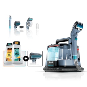 Eliminador de manchas y olores Shark PX202BRN para alfombras, tapetes, tapicería y autos con accesorios y soluciones de limpieza adicionales. Ideal para mascotas, color azul nórdico.