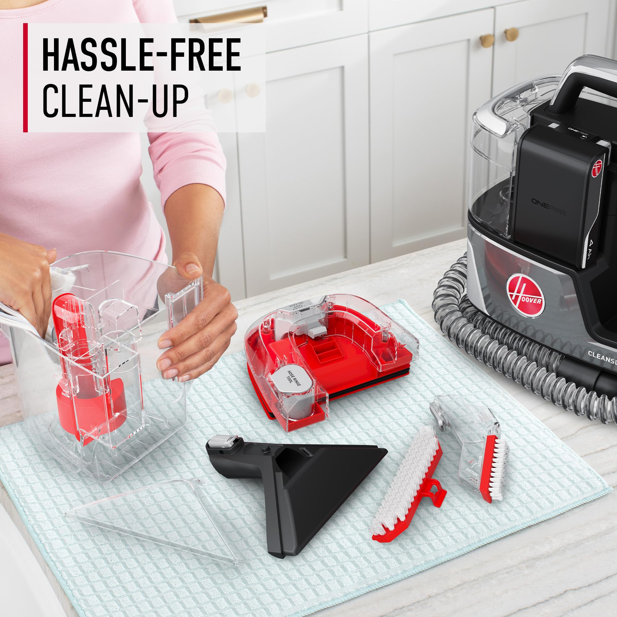 Limpiador de manchas para alfombras y tapicería portátil e inalámbrico Hoover ONEPWR CleanSlate, succión potente con herramientas versátiles - Image 4