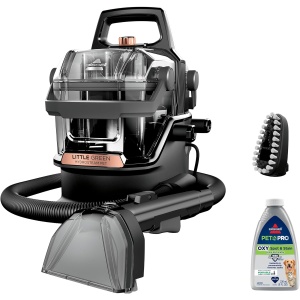 Limpiador Portátil BISSELL Little Green HydroSteam Multiuso para Alfombras y Tapicería, Detallador de Autos y Vehículos, 3618, Negro y Cobre