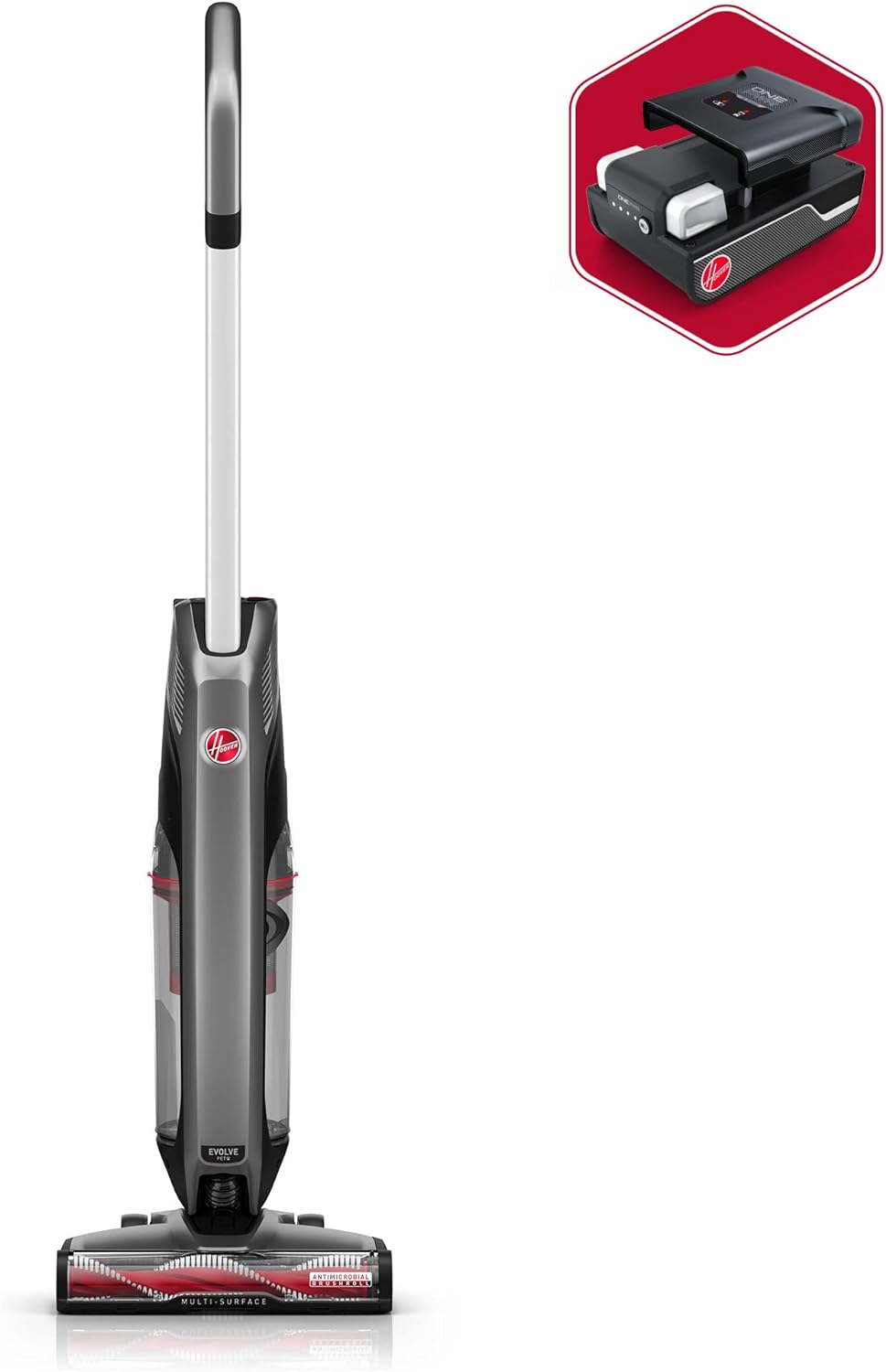 Aspiradora inalámbrica Hoover ONEPWR Evolve Pet Elite para alfombras y pisos duros, portátil y ligera, con gran succión y cepillo anti-enredos, Modelo BH53801V, Color negro