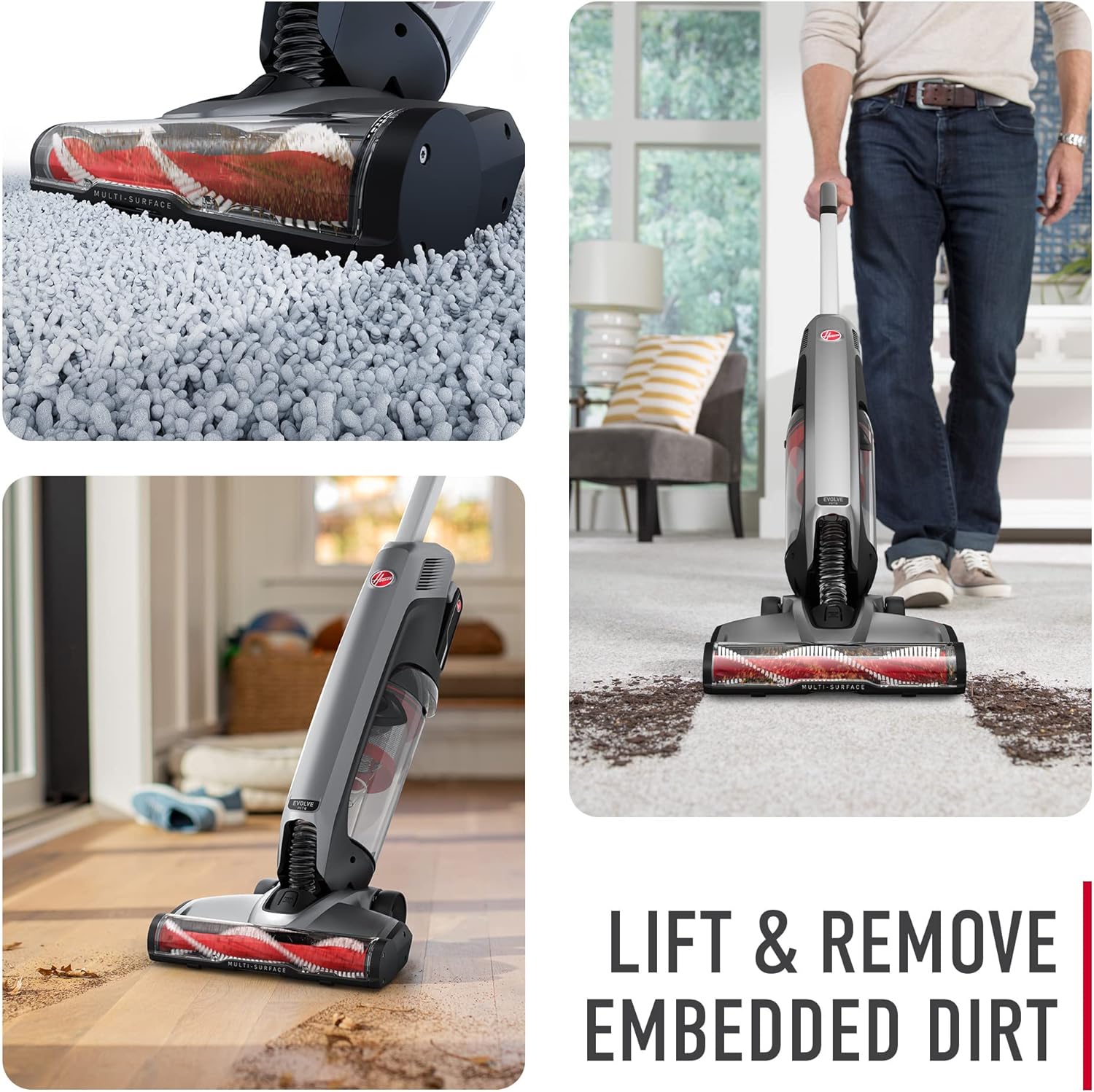 Aspiradora inalámbrica Hoover ONEPWR Evolve Pet Elite para alfombras y pisos duros, portátil y ligera, con gran succión y cepillo anti-enredos, Modelo BH53801V, Color negro