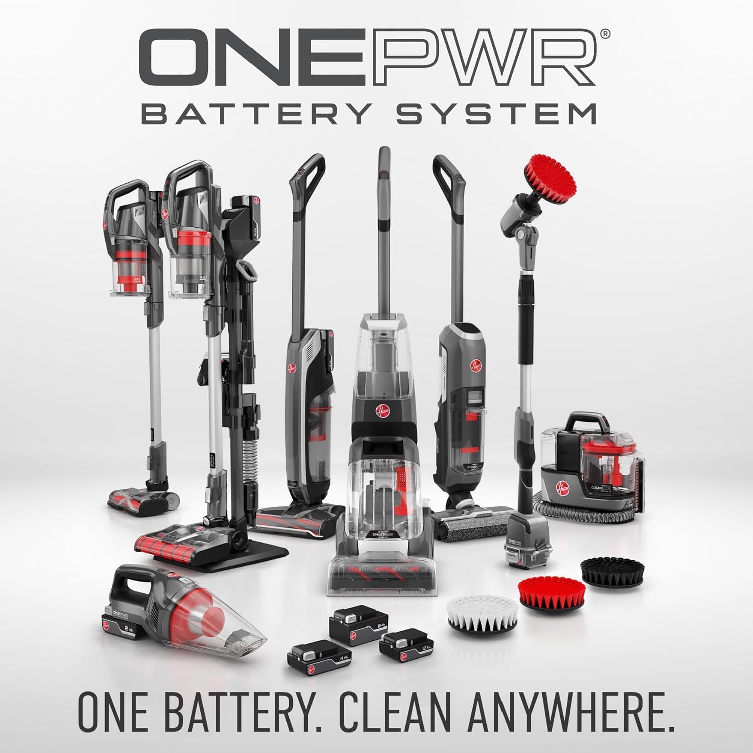 Limpiador de pisos inalámbrico Hoover ONEPWR, Wet Dry Vacuum con sistema de auto limpieza, bordes limpios, pantalla LCD premium, BH55400V, plata