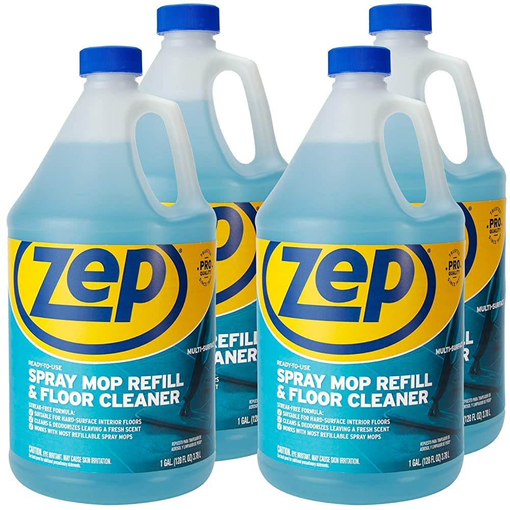 Limpiador de Pisos Multiusos Zep - 1 Galón, (Estuche de 4) ZUMSF128 - Limpiador de Pisos Todo-Uso (Recarga para Trapeador Pulverizador)
