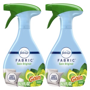 Refrescante de tela Febreze con Gain, Original, 16.9 fl oz, Paquete de 2 - Elimina olores