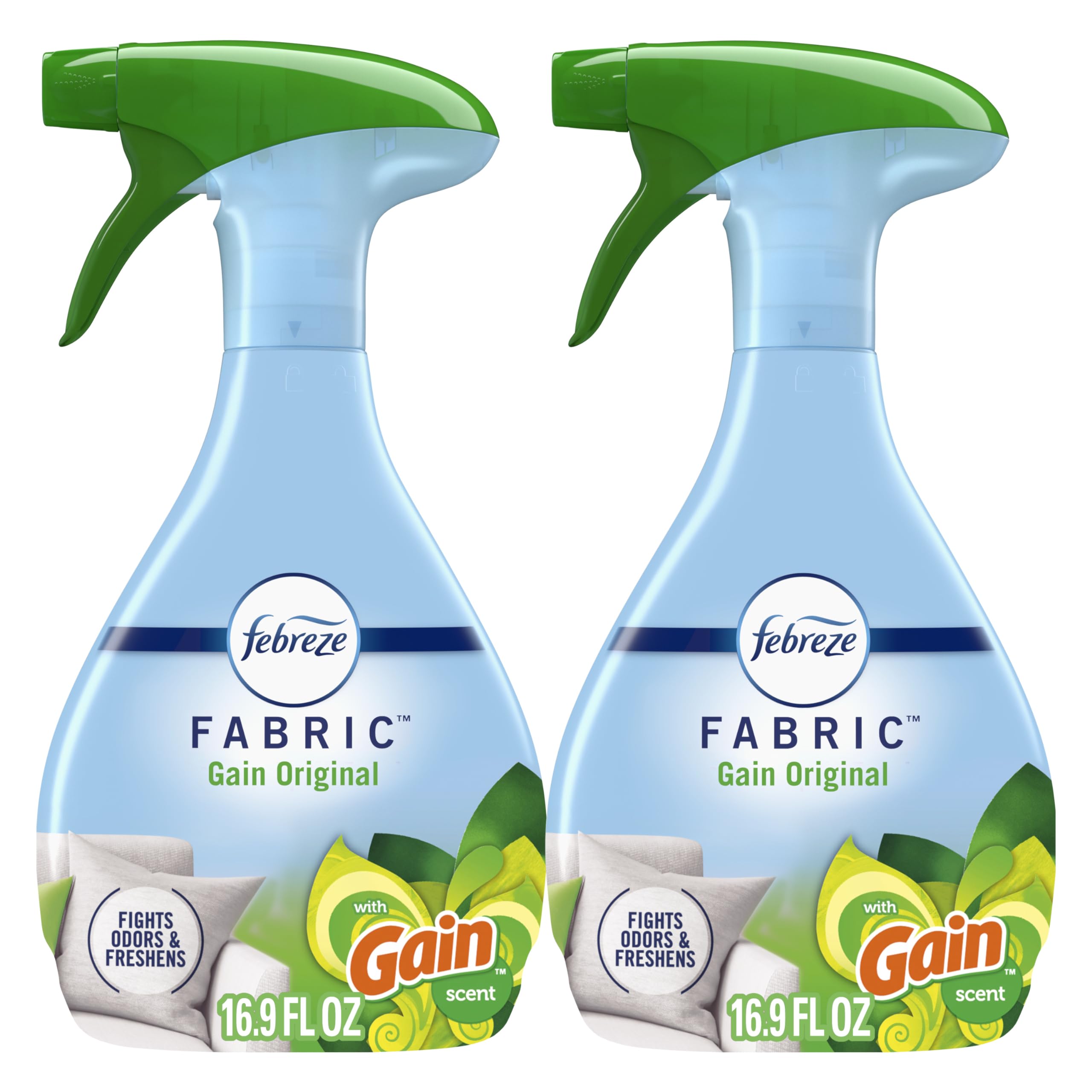 Refrescante de tela Febreze con Gain, Original, 16.9 fl oz, Paquete de 2 - Elimina olores