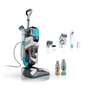 Limpia a fondo con Shark EX201 CarpetXpert: Limpiador vertical para alfombras, alfombras y tapicería con tecnología StainStriker, Spot & Stain Cleaner incorporado, ideal para mascotas y manchas difíciles. Shampooer de alfombras en color cían.