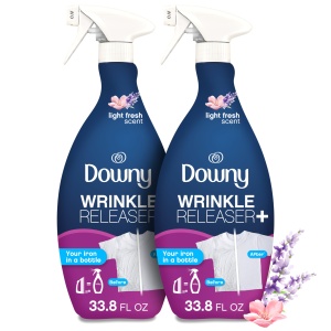 "Spray Anti-Arrugas Downy, Todo en Uno, Elimina Arrugas, Estática y Olores, Aromaterapia Ligera, 33.8 fl oz, Pack de 2 (Empaque Puede Variar)"