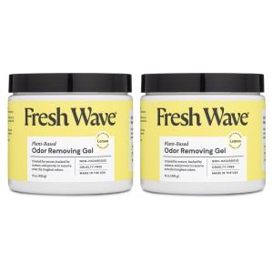 "Gel Eliminador de Olores Fresh Wave Limón, 15 oz., Paquete de 2 - Absorbe Olores Seguro para el Hogar, Eliminador de Olores Natural a Base de Plantas, Dura 30-60 días por cada 15 oz., Para Cocina, Basura y Mascotas"