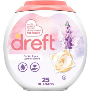 Detergente Dreft en cápsulas, con agradable aroma a lavanda, 25 piezas