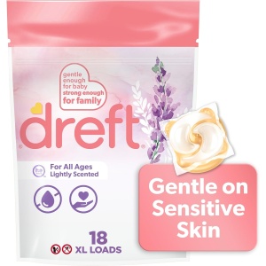 Detergente Dreft XL Pacs Suave aroma a lavanda - 18 piezas