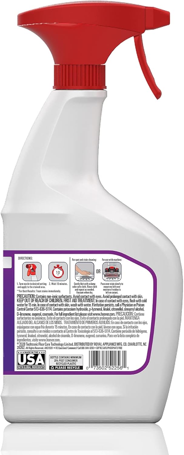 Eliminador de Orina Hoover Paws & Claws, Removedor de Manchas de Mascotas 22oz - 2 Pack