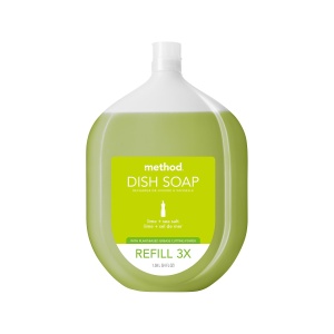 Jabón para platos Method, Recarga Limón + Sal Marina, Botella Reciclable, Fórmula Biodegradable, Fuerte contra la grasa, 54 oz (1 pack)