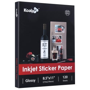 "Papel de calcomanías brillante imprimible para impresoras de inyección de tinta, blanco, 8.5x11 pulgadas, autoadhesivo para fotos, (120 hojas)"