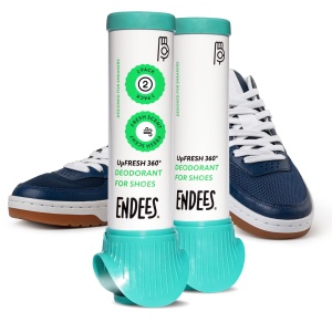 "Spray desodorante Endees UpFresh 360° para zapatos - 2 x 100ml I Eliminador de olores para pies y calzado, neutralizador de malos olores para sneakers, botas y bolsas deportivas, desodorante de viaje"