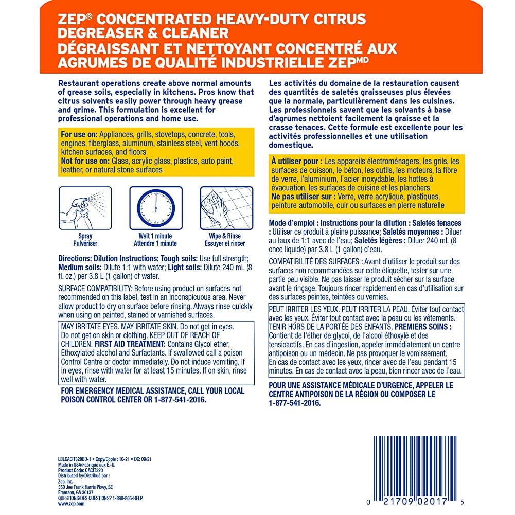 Limpiador y Desengrasante Cítrico Zep Heavy Duty 32 oz - 4 pack - Image 4
