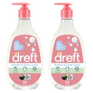 Detergente para Bebés Dreft, Remueve Leche y Olores, a Base de Plantas, sin Fragancia, Botellas de Viaje, 24 Oz (Pack de 2)