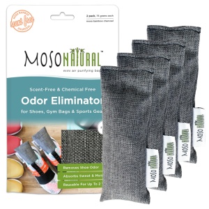 "Desodorante Sapato Natural Moso (2 Pack) Eliminador de Olores de Carbón para Zapatos, Botas, Bolsa de Gimnasio | Sin Aroma | Bolsas Purificadoras de Aire (Dos por Paquete, 4 en Total)"