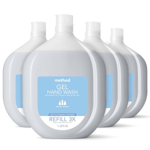 Recarga Jabón de Manos Method Gel, Agua Dulce, Botella Reciclable, Fórmula Biodegradable, 34 oz (Pack de 4)