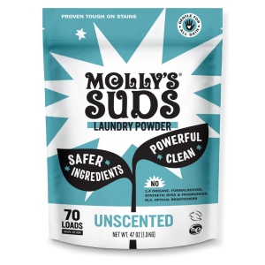 "Polvo Detergente para Ropa Original de Molly's Suds | Limpieza Natural para Pieles Sensibles | Ingredientes Naturales y Ecológicos, Elimina Manchas | 70 Cargas (Sin Fragancia)"