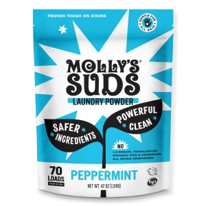 "Detergente en polvo orgánico Molly's Suds | Para pieles sensibles | Ingredientes naturales | 70 cargas (menta)"