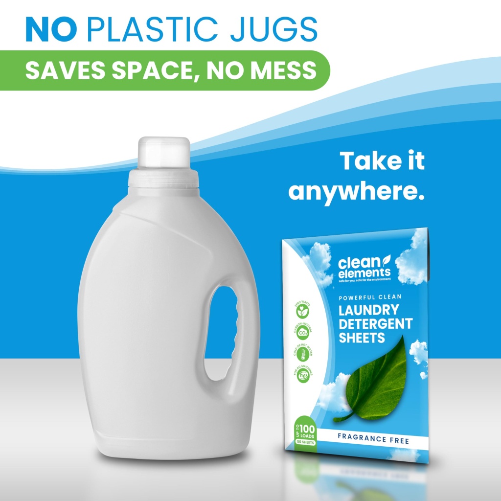 Detergente en hojas Clean Elements (100 cargas, 50 hojas) sin fragancia ...