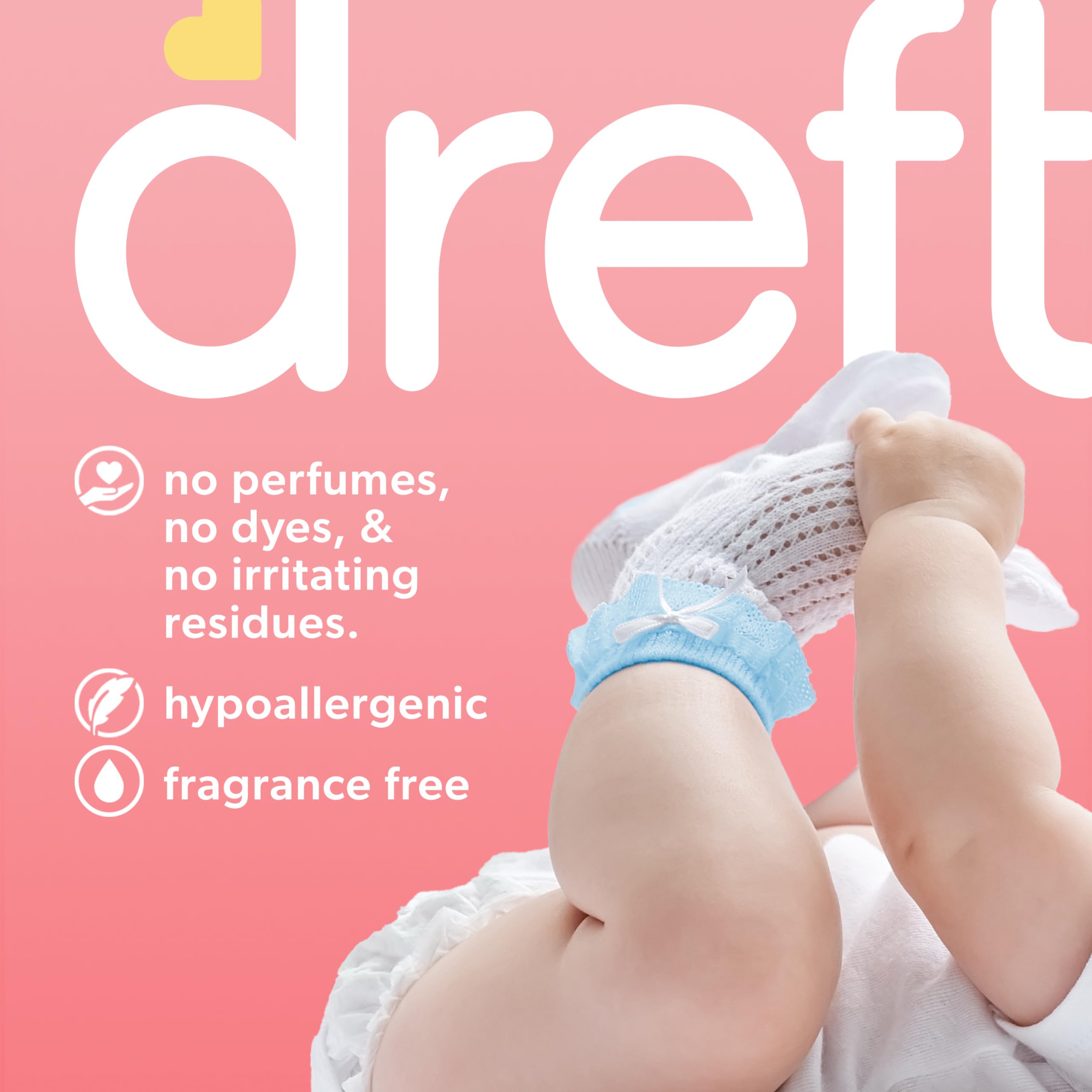 Detergente líquido para bebé Dreft sin fragancia, 92 fl oz para 64 cargas