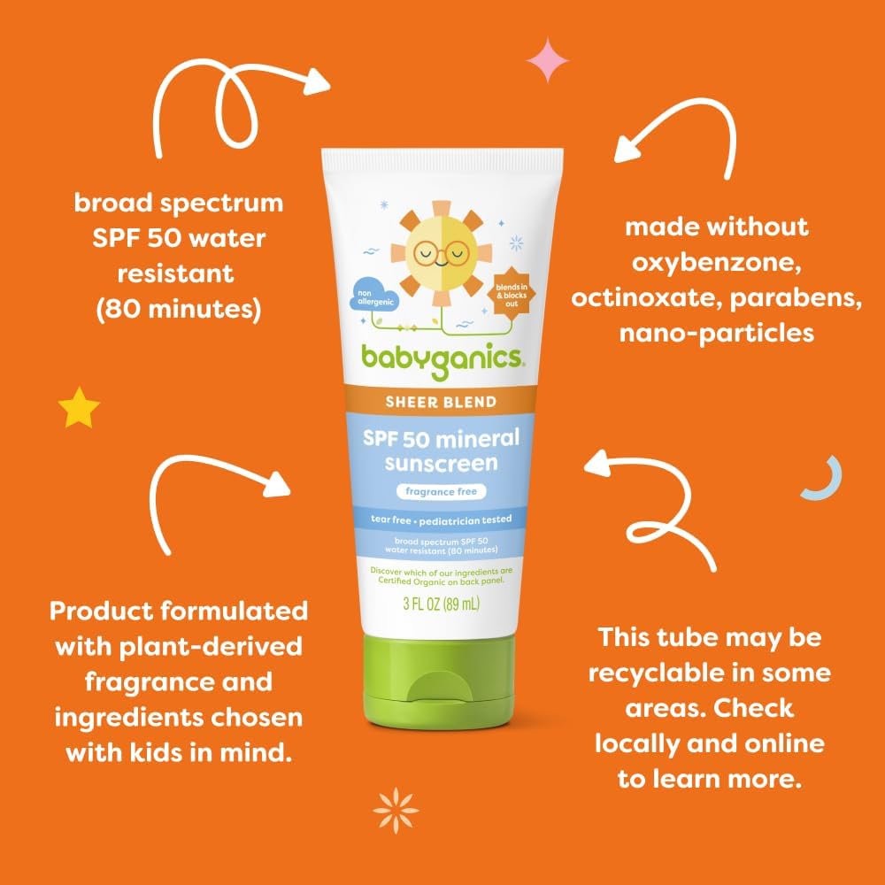 BabyGanics Protector Solar Mineral SPF 50, sin fragrancia, 89 ml