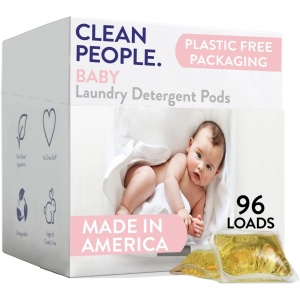 Detergente en cápsulas The Clean People - Envase reciclable, hipoalergénico y combatiente de manchas - Ultra concentrado, jabón para ropa - Bebé (sin fragancia), 96 unidades