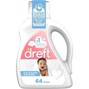 Detergente líquido para bebé Dreft sin fragancia, 92 fl oz para 64 cargas