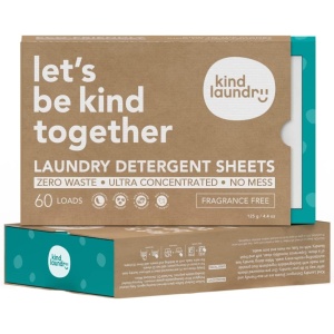 Detergente en Hojas Kind con Potentes Enzimas para Combatir Manchas - Detergente de Lavandería Ecológico Biodegradable - Ideal para el Hogar o Viajes (120 Cargas)