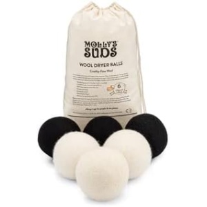 Bolas de Secado de Lana Molly's Suds - Suavizante Natural, Reutilizable, Sin Fragancia, Reduce Secado, 6 Piezas Grandes