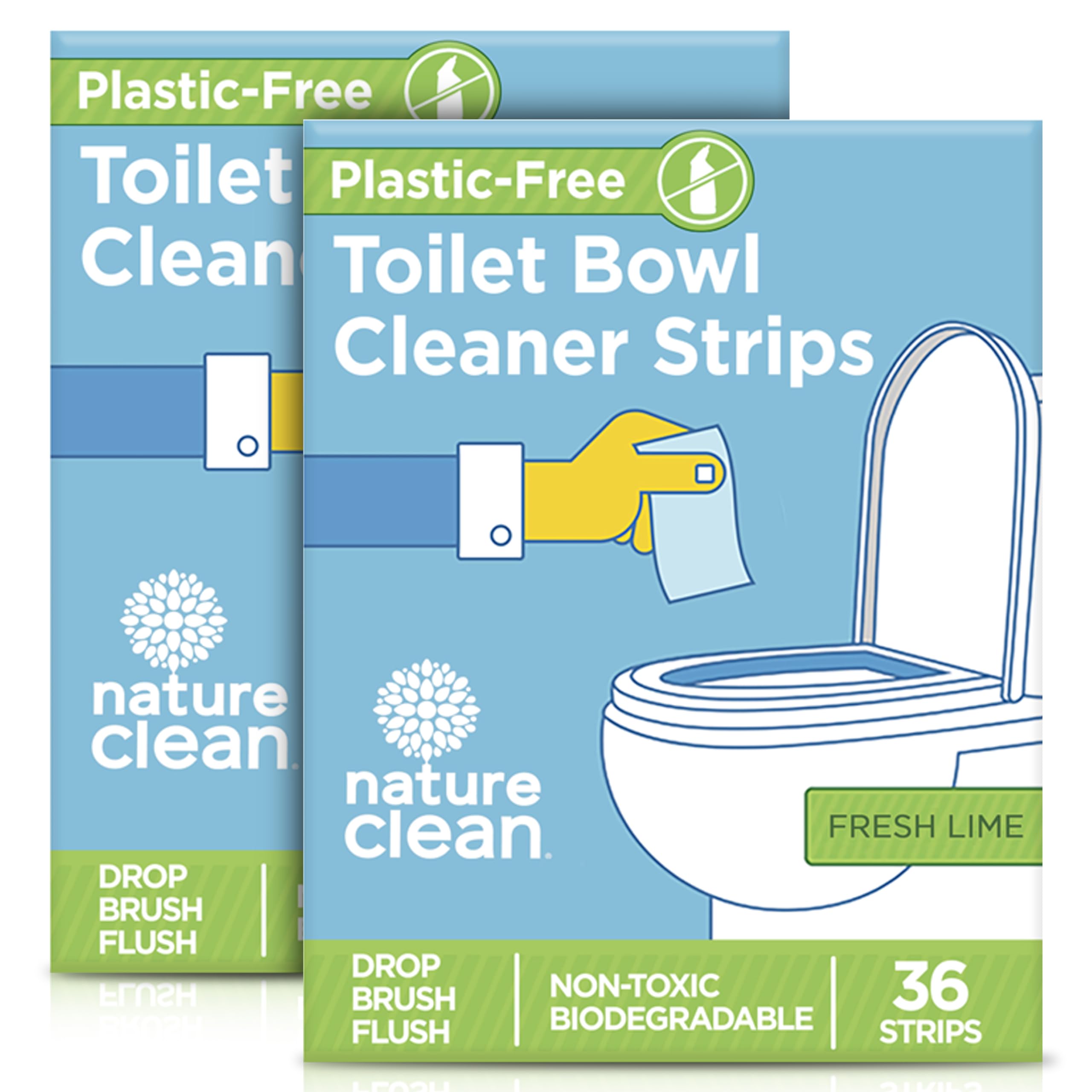 "Limpiadores de Inodoro Naturales No Tóxicos Nature Clean - 36 Tiras - 2 Pack. Packaging Libre de Plástico, Limpiador de Inodoros Natural, Seguro para Fosas Sépticas, Refresca Baños sin Salpicaduras"