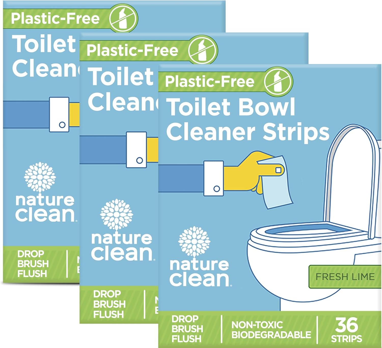 Tiras Limpiadoras de Inodoro Nature Clean, 3x36, Sin Plástico, Refresca Baños y WC, Sin Salpicaduras