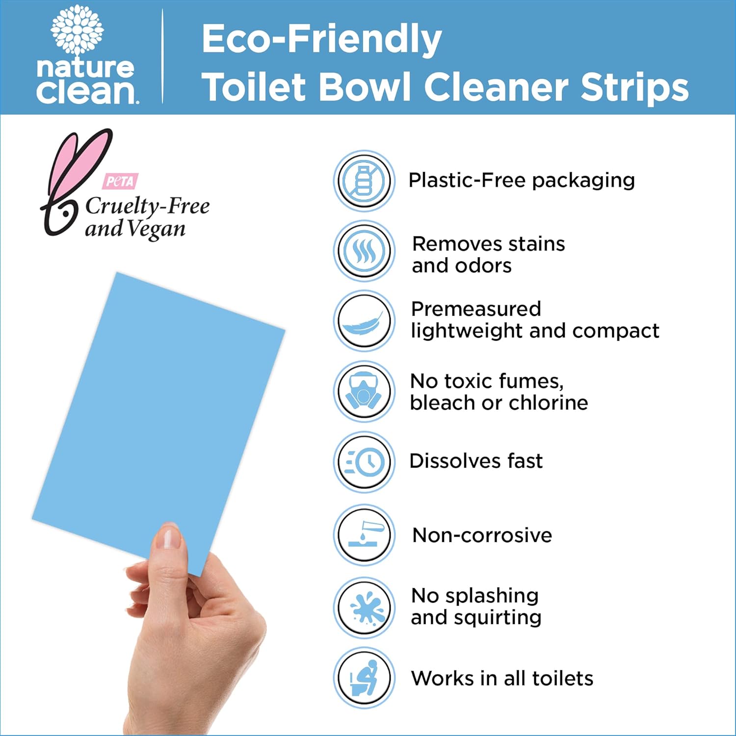 Tiras Limpiadoras de Inodoro Nature Clean, 3x36, Sin Plástico, Refresca Baños y WC, Sin Salpicaduras