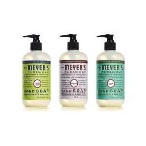 Pack de 3 jabones líquidos para manos MRS. MEYER'S CLEAN DAY, con 3 variedades de aroma: limón verbena, lavanda y albahaca. (3 unidades)