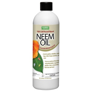 Aceite de Neem HARRIS, 100% prensado en frío y concentrado sin refinar para rociar plantas, alto contenido de Azadirachtin, 12oz para áfidos, mosca blanca, cochinillas y más.