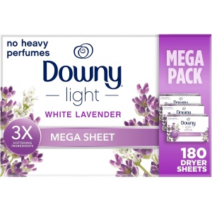 180 Hojas para Secar Ropa con Suavizante de Tela Downy Light, Aroma de Lavanda Blanca