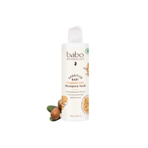 "Champú y Gel de Baño 2-en-1 Babo Botanicals para Bebés Sensibles - Manteca de Karité, Caléndula y Aloe - Cruelty-Free y Vegano - Testado por Pediatras - EWG Verificado - Para Bebés y Niños"