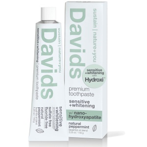 ." "Crema de dientes David's de Nano Hidroxiapatita libre de flúor, remineraliza el esmalte y alivia la sensibilidad, blanquea y previene la placa, sin SLS, menta natural, 5.25oz, hecho en EE. UU."