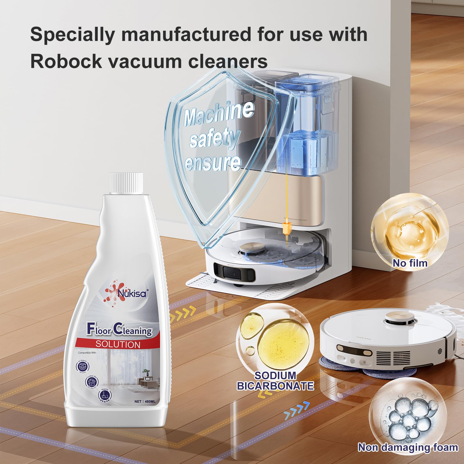 Solución de limpieza para pisos Nukisa aroma a naranja, compatible con robots aspiradores con función de trapeado 2 pzas - Image 3
