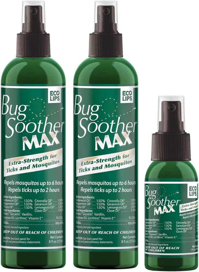 Repelente Natural de Insectos Bug Soother MAX - Doble Fuerza - 2 Pack 8 fl oz con 1 oz gratis - Seguro para Adultos y el Medio Ambiente