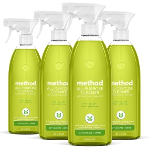 Limpiador multiusos en spray Method, Lima + Sal Marina, Fórmula a base de plantas y biodegradable, ideal para la mayoría de superficies, 828ml 4 pack