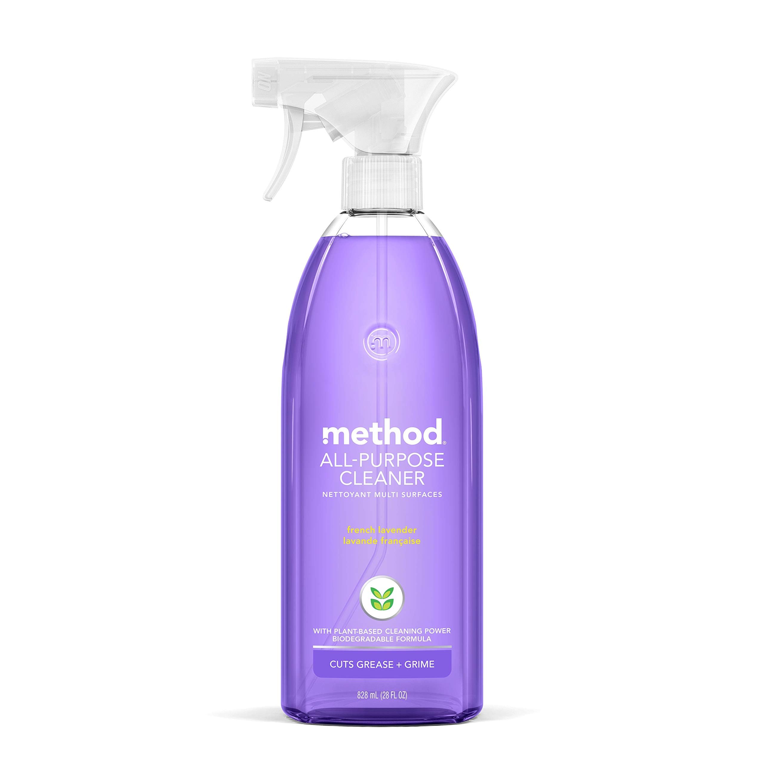 Limpiador multiusos en spray Method, Lavanda Francesa, fórmula a base de plantas y biodegradable, ideal para encimeras, azulejos y más, 28 Fl Oz, (1 Pack)