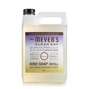 Recambio Jabón Líquido Vajilla MRS. MEYER'S CLEAN DAY, Fórmula Biodegradable, Flor Compasión, Envase Variado, 48 oz