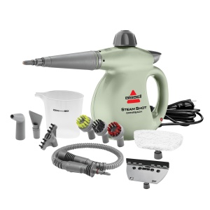 Limpiador a vapor portátil BISSELL® Steam Shot™ OmniReach para azulejos, lechada, ventanas, baños, cocinas, tela y más. Incluye 10 herramientas.