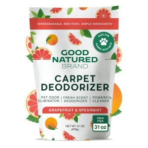 "Limpiador y desodorante para alfombras Good Natured | Eliminador de olores de mascotas de 31 oz | Fresca fragancia natural de pomelo y menta | Seguro para hogares con mascotas"