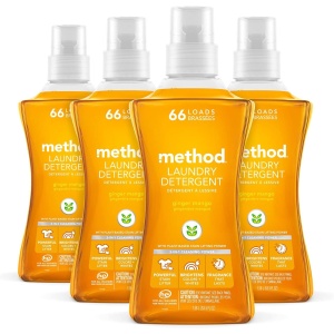 Detergente Líquido para Ropa Method Aroma de Jengibre Mango a base de Plantas en Envase de 53.5 oz 4 Paquetes